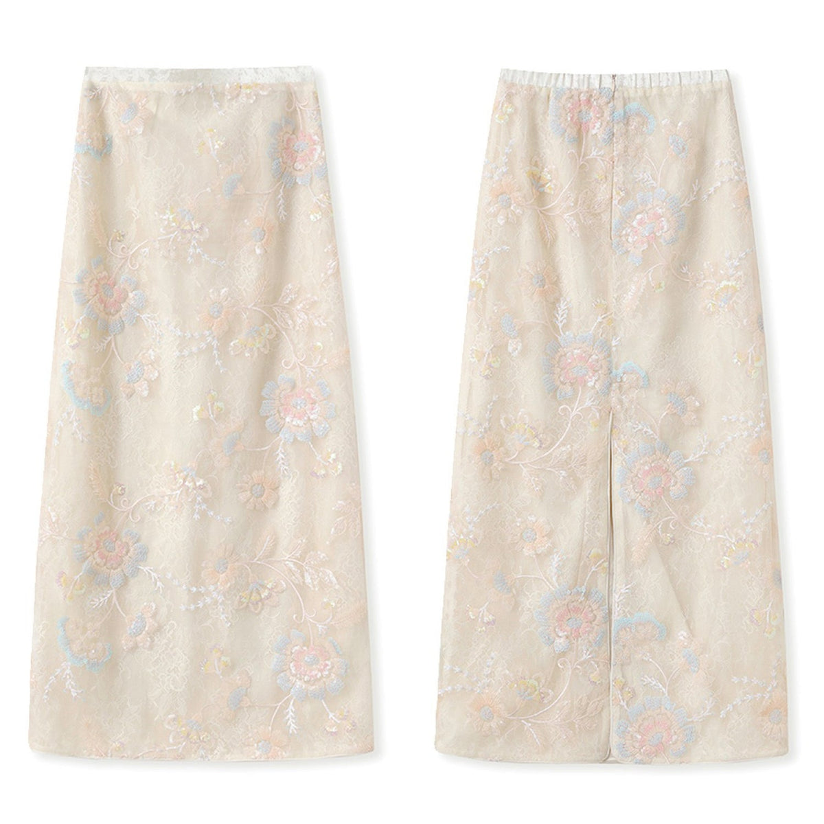 Poetic Embroidery Sheer Floral Side Tie Co ord Set