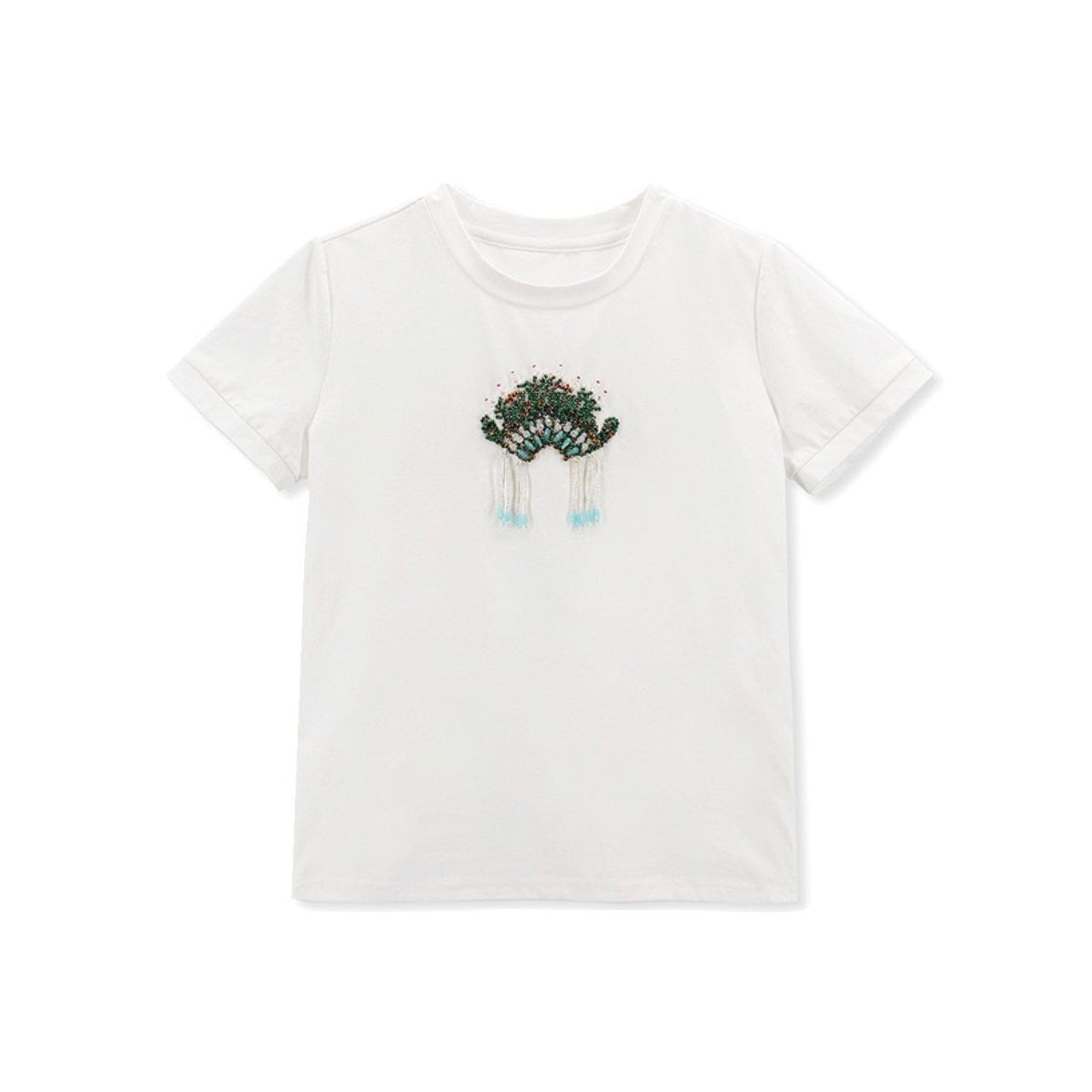 Opera Embroidered Cotton T-Shirt Women Artistic Graphic Tee