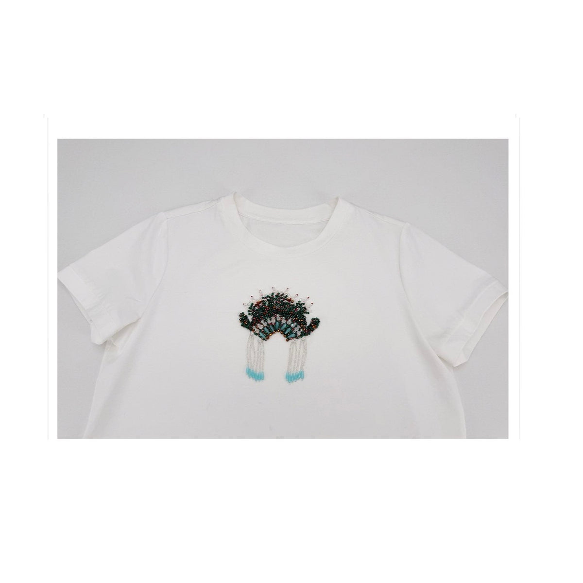 Opera Embroidered Cotton T-Shirt Women Artistic Graphic Tee