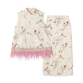 Embroidered Floral Bird Tank Top and Skirt Set Women Blouse Co Set