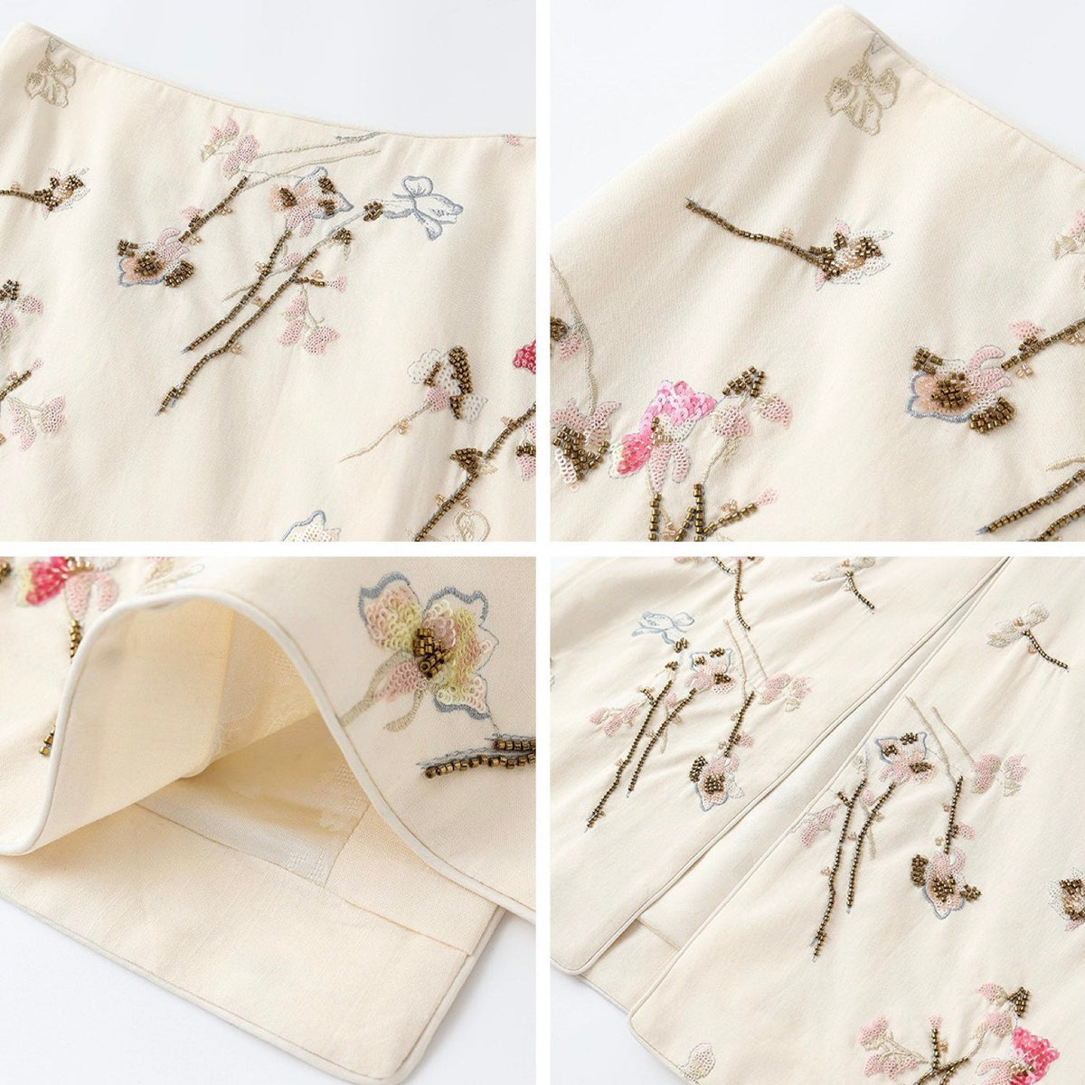 Embroidered Floral Tree Skirt Set Women Detail Blouse for Wedding Guest