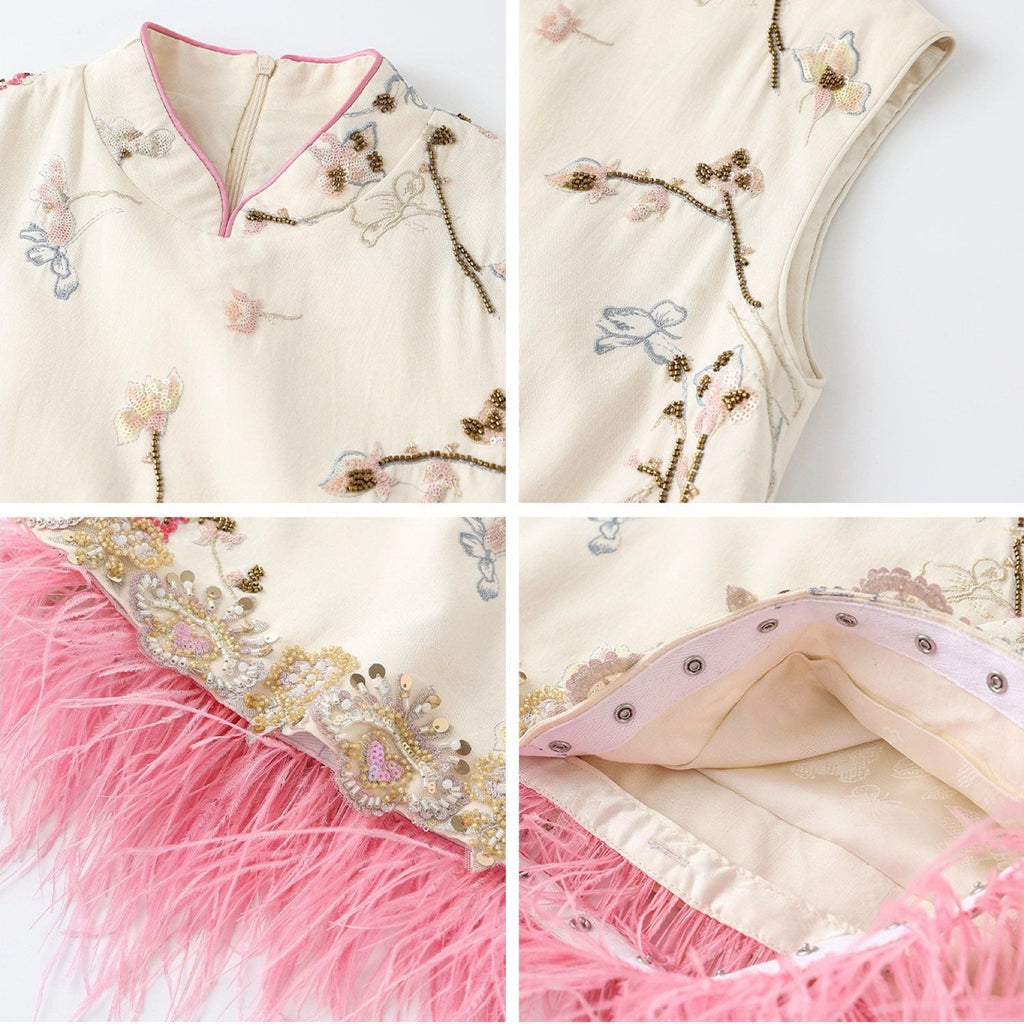 Embroidered Floral Bird Tank Top and Skirt Set Women Blouse Co Set