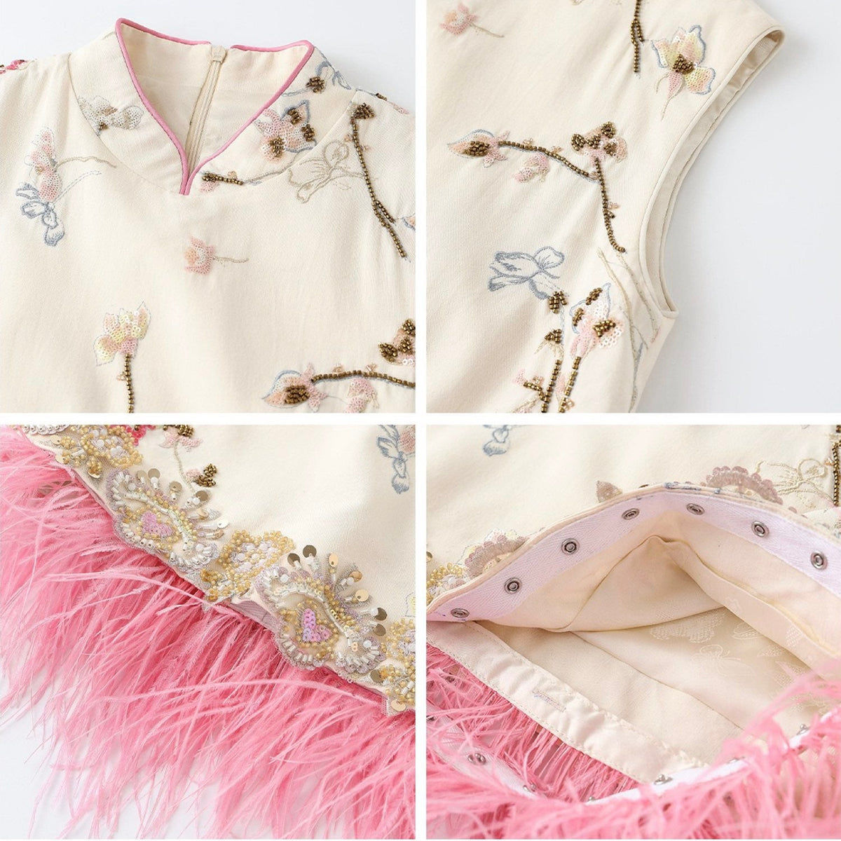 Embroidered Floral Bird Tank Top and Skirt Set Women Blouse Co Set