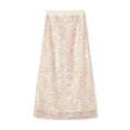 Poetic Embroidery Textured Floral Embroidered Skirt in Pink and White