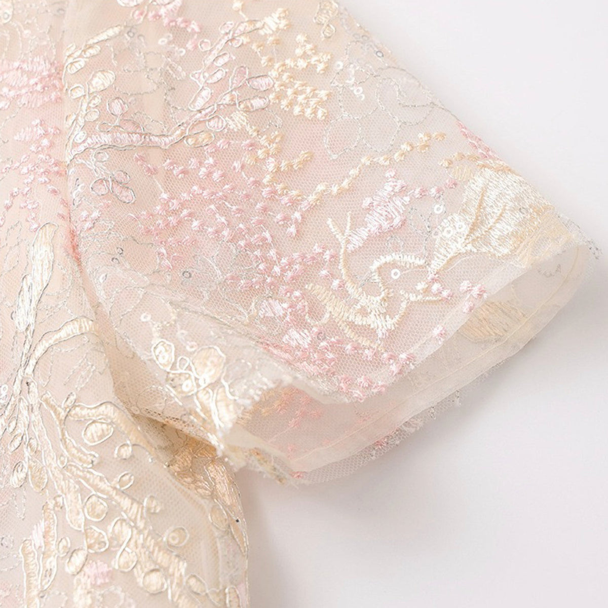 Poetic Embroidery Textured Floral Lace Co ord Set in Pink