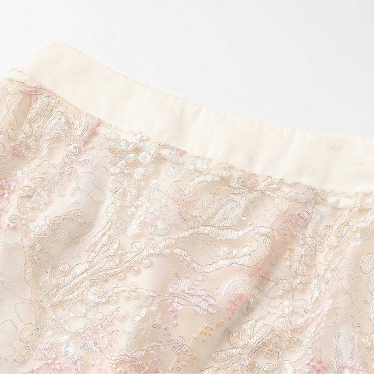 Poetic Embroidery Textured Floral Lace Co ord Set in Pink
