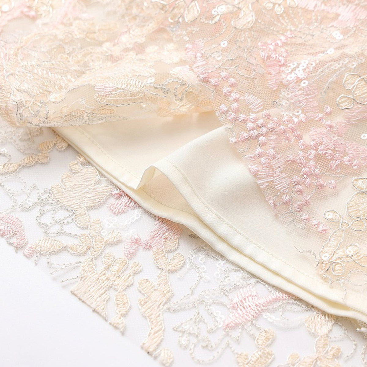 Poetic Embroidery Textured Floral Lace Co ord Set in Pink