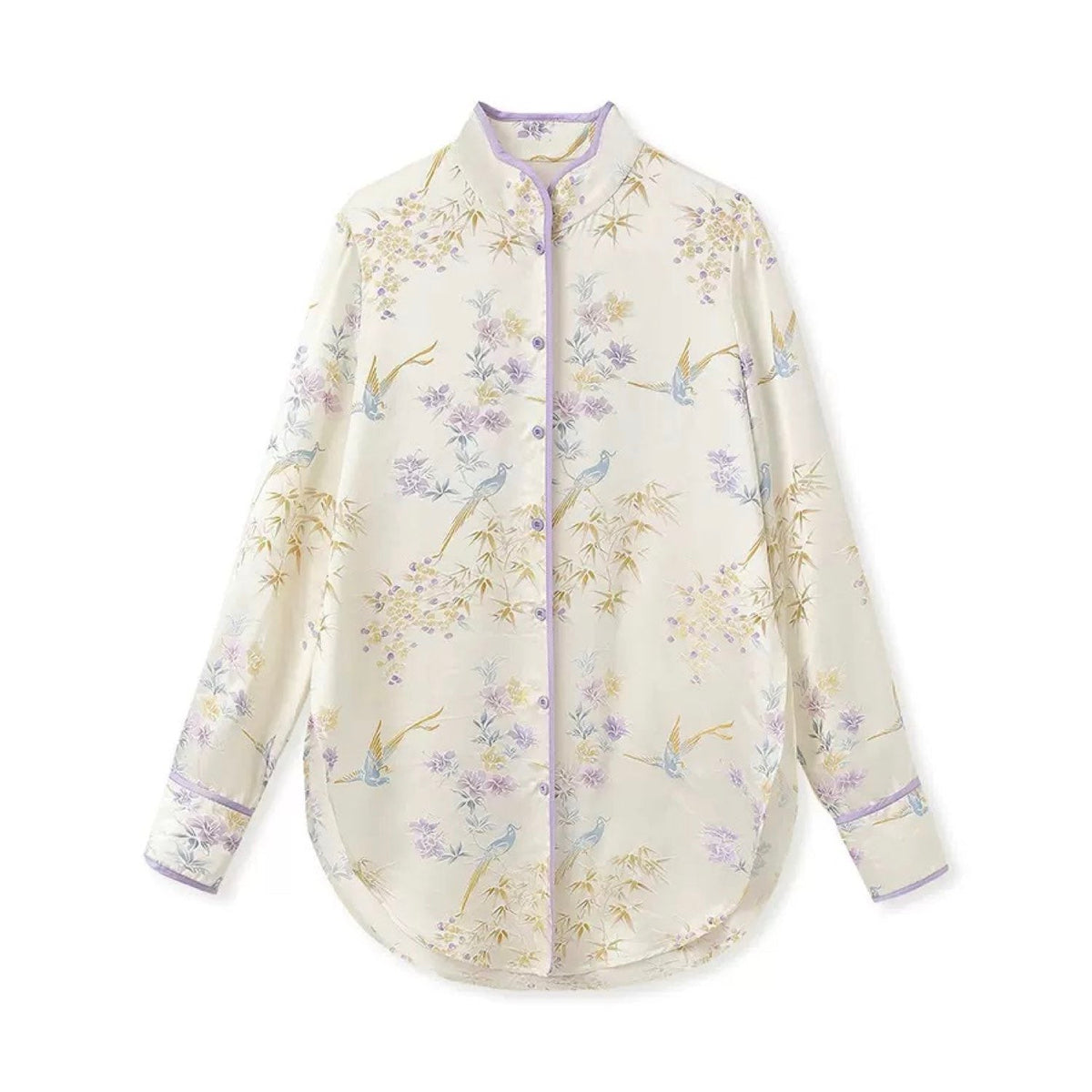 Embroidered Mulberry Silk Elegant Shirt