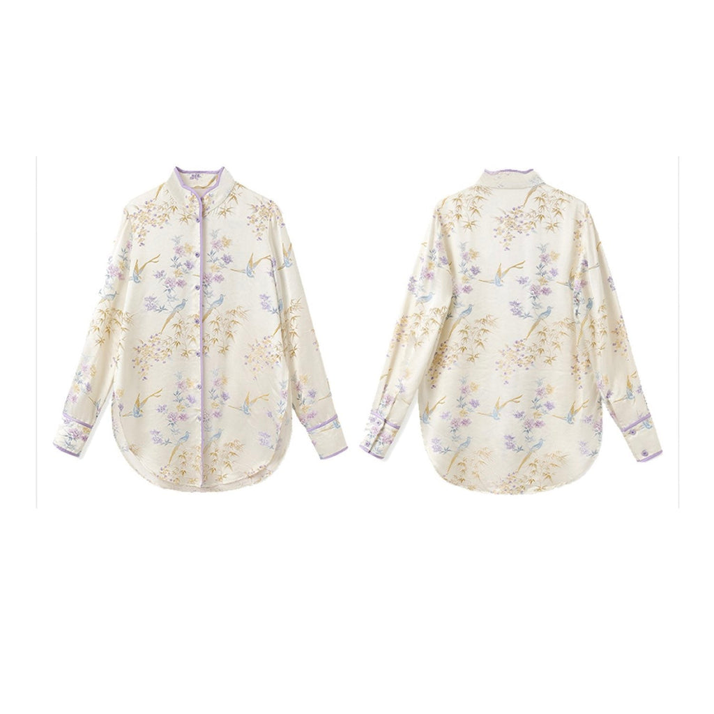 Embroidered Mulberry Silk Elegant Shirt