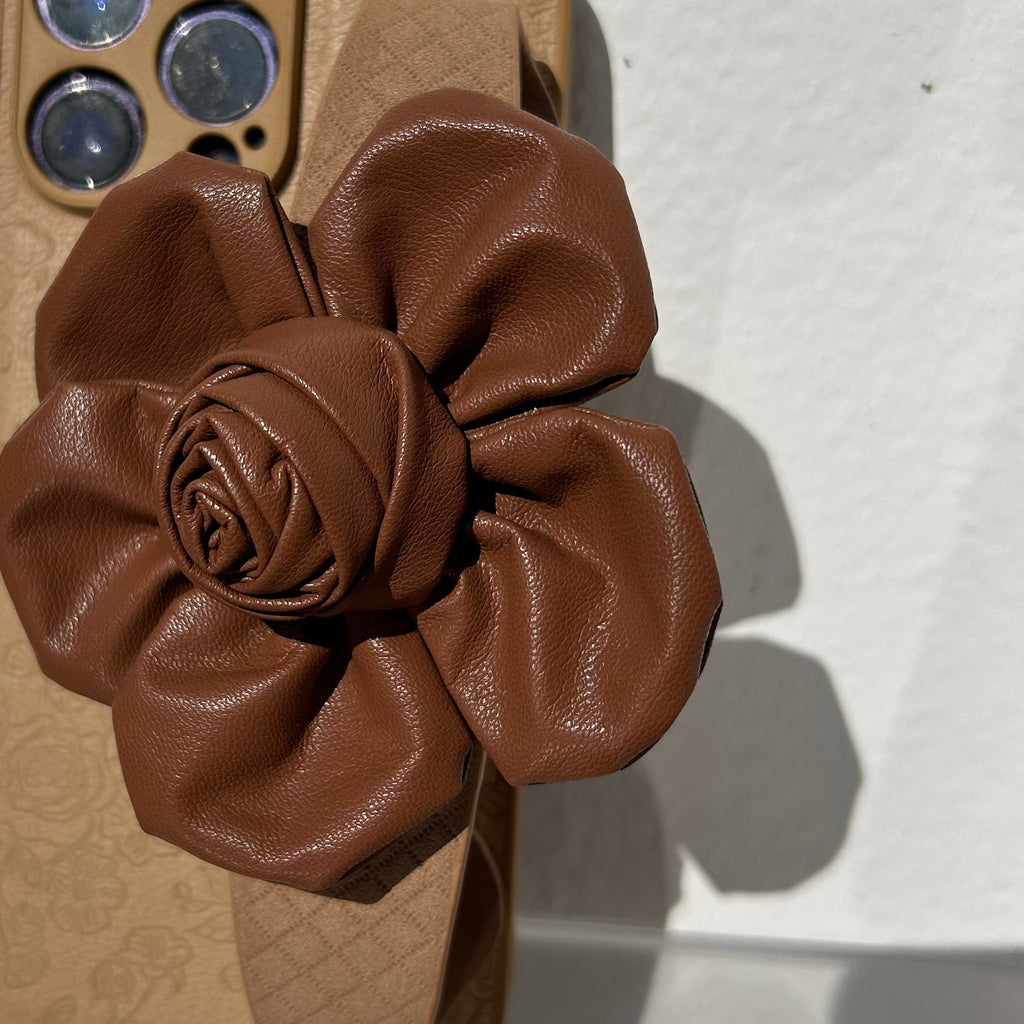 Floral Wrist  Phone Case Hand Holder Brown