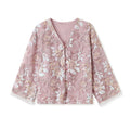 Embroidered Pink Flower Stylish Stitching Cardigan
