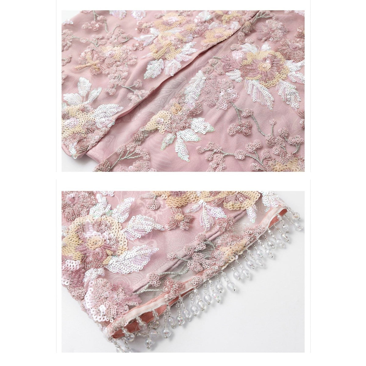 Embroidered Pink Flower Stylish Stitching Cardigan