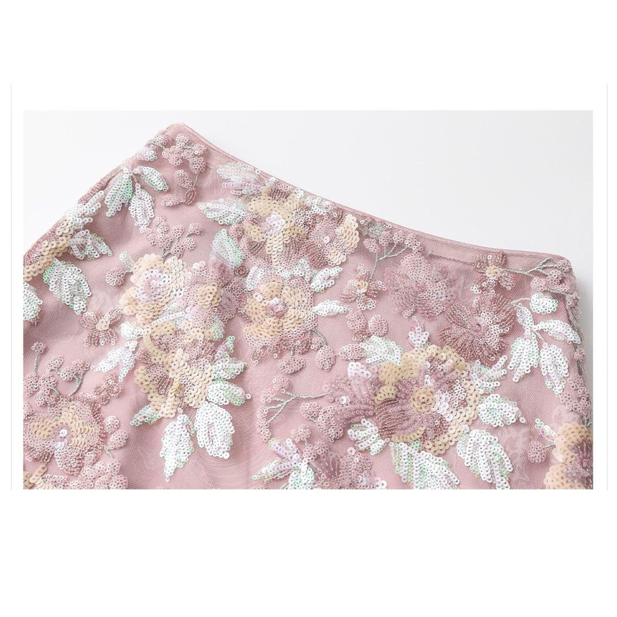 Embroidered Flower Stylish Stitching Evening Skirt