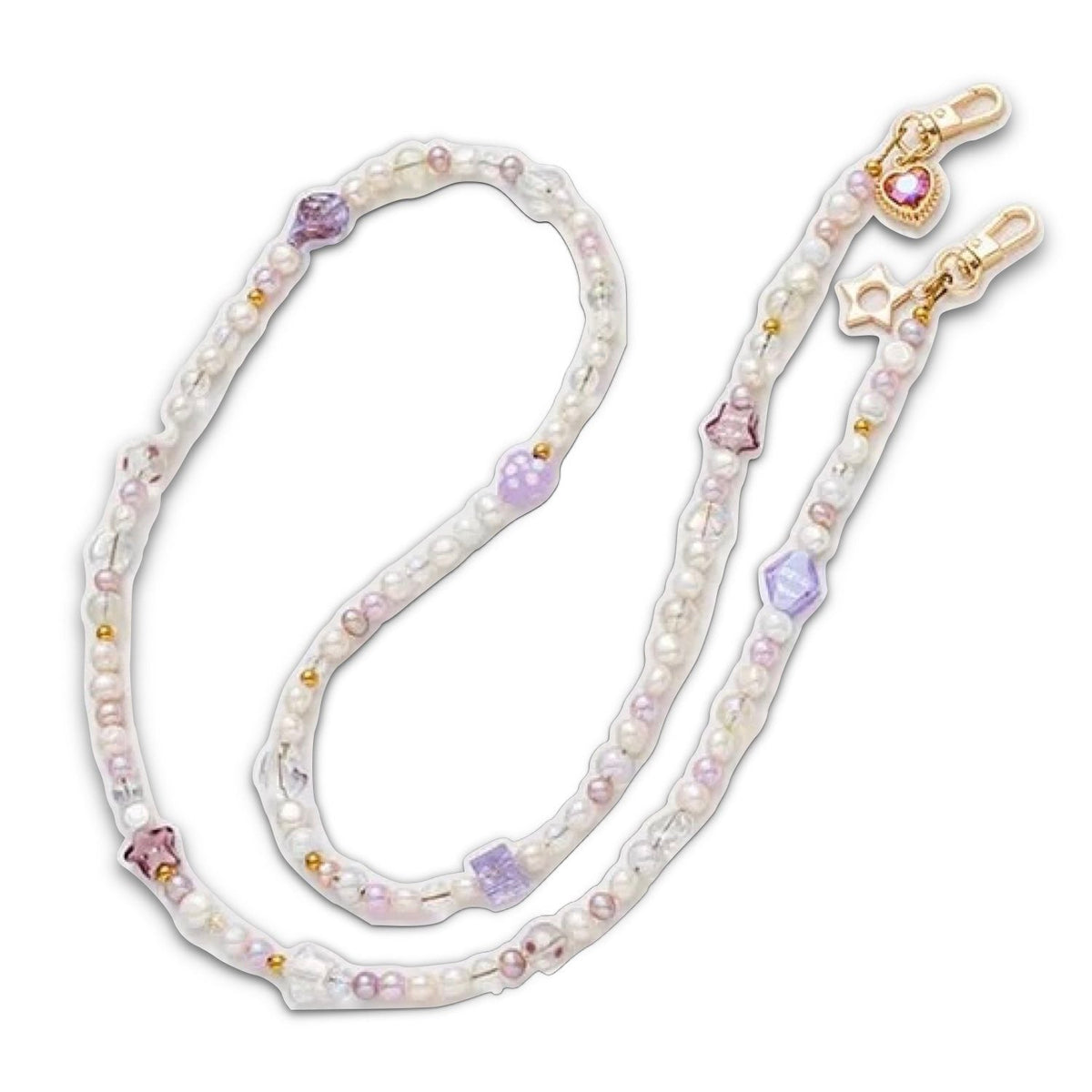 Luxe Purple Pearl Natural  Phone Case Long Chain Hand-carry Shoulder Necklace