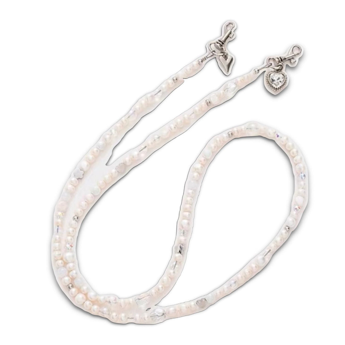 Luxe White Cream Natural Pearl Phone Case Long Chain Hand-carry Shoulder Necklace