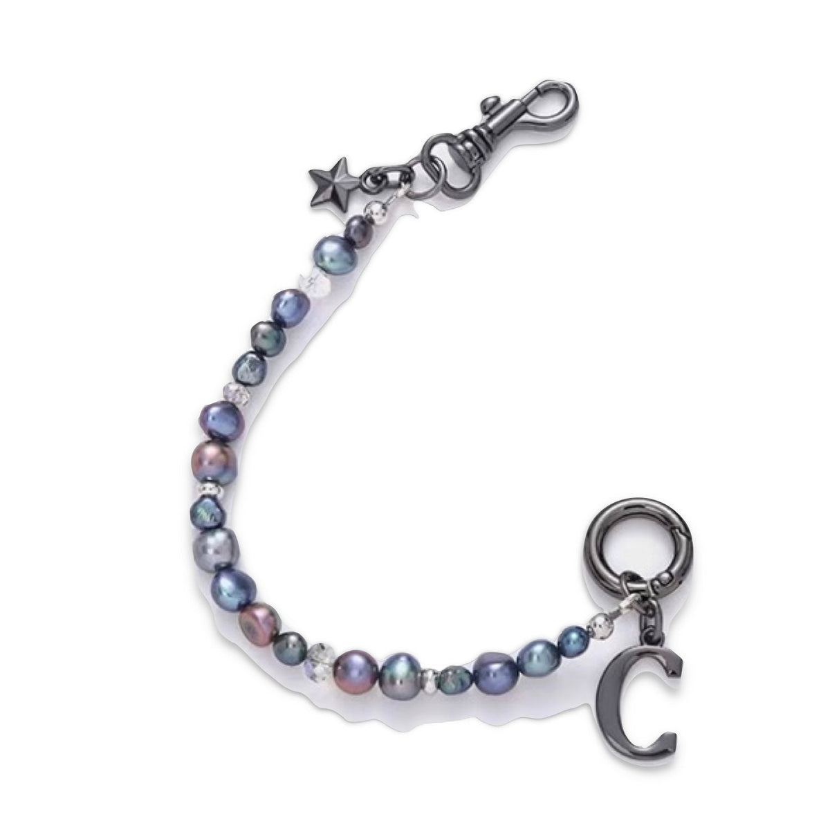 Luxe Natural Pearl Black Phone Case Chain Hand Carry