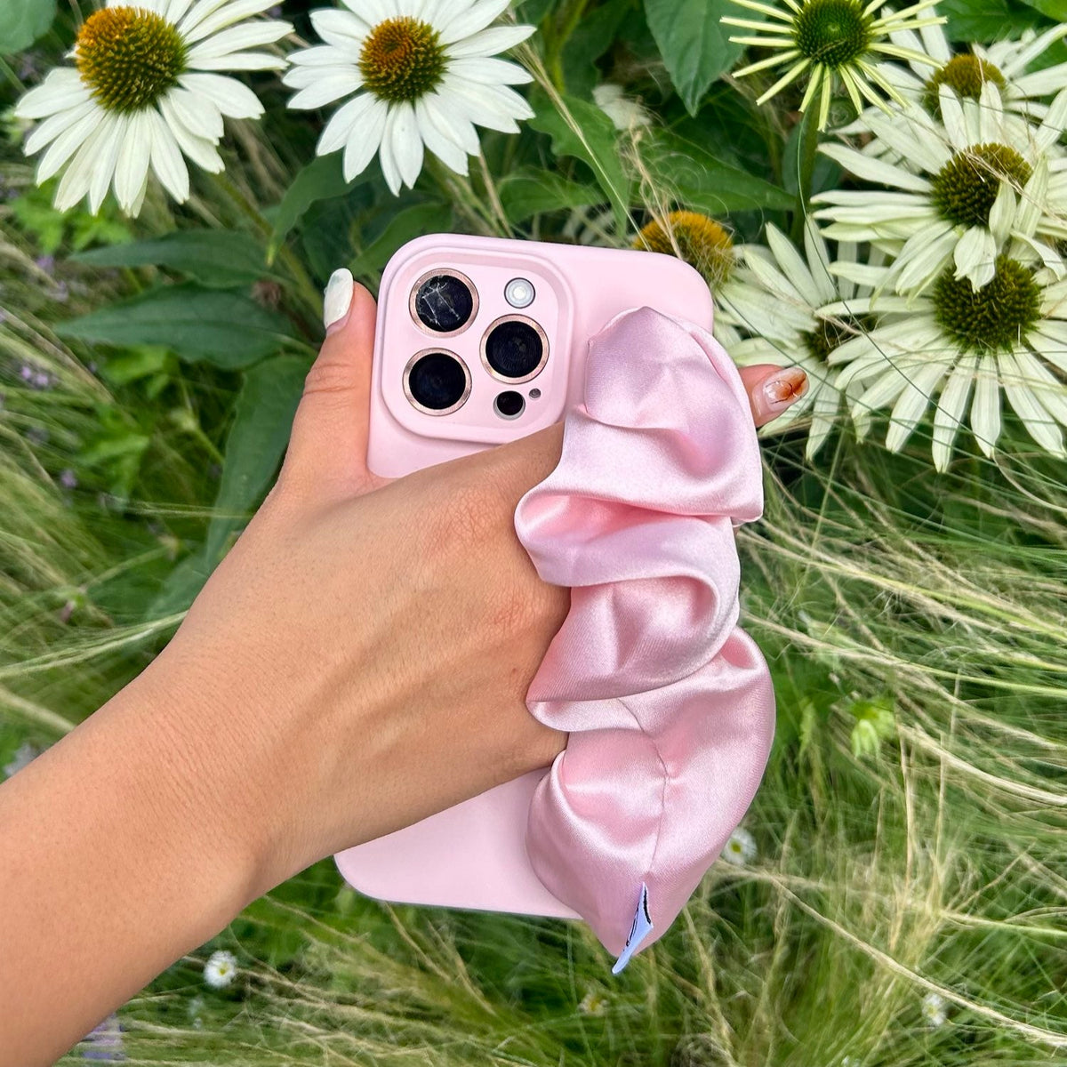 Pink Phone Case With Silky Hand Holder