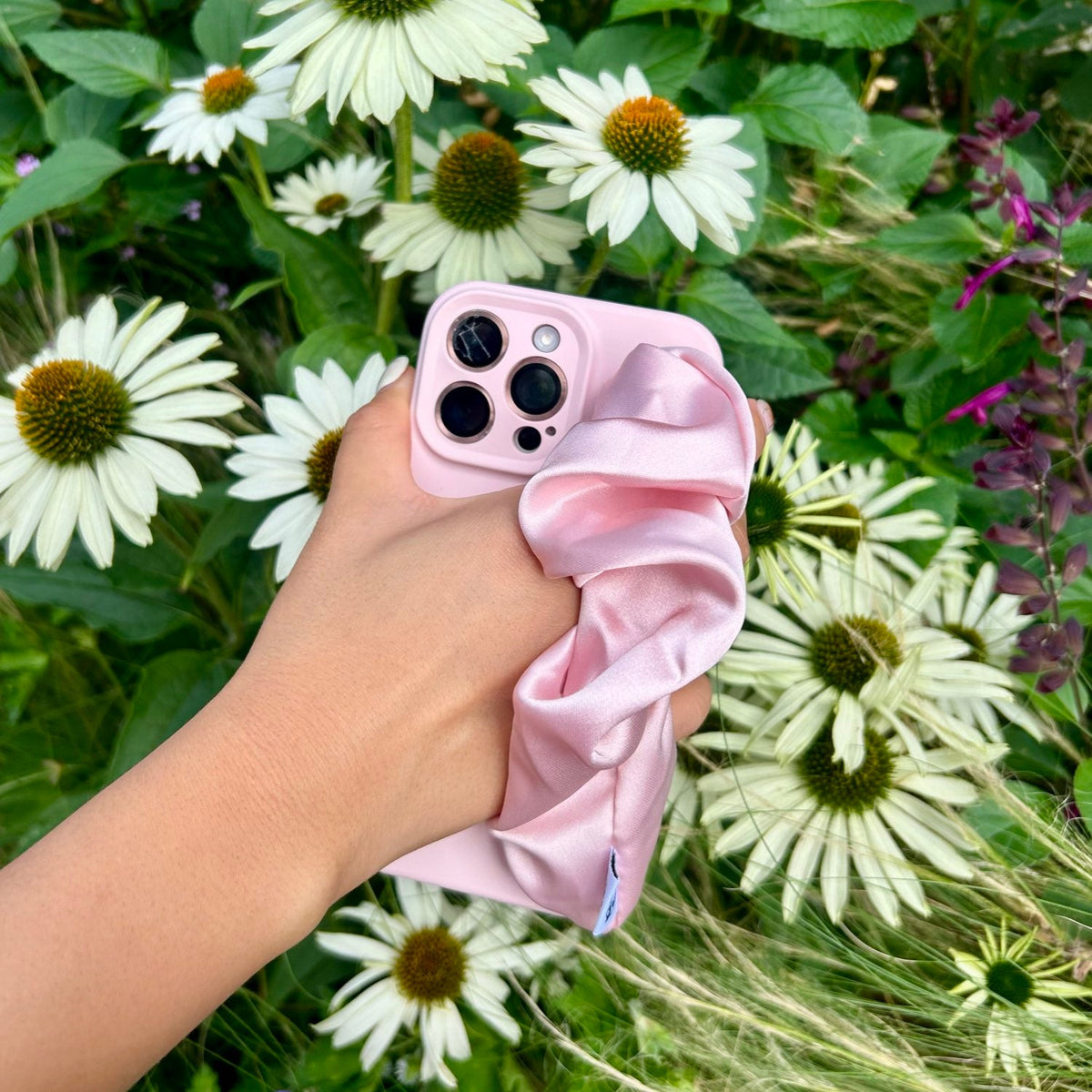 Pink Phone Case With Silky Hand Holder
