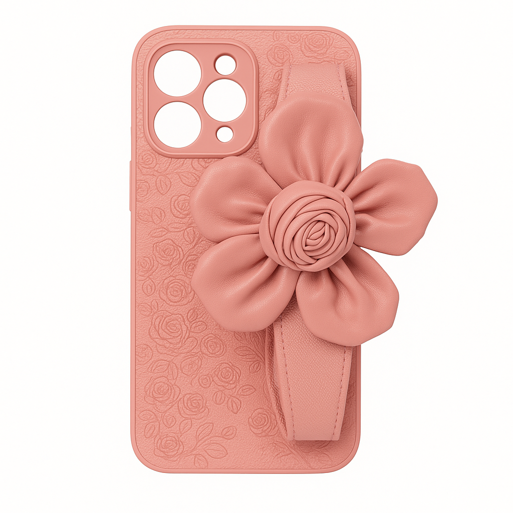 Floral Wrist  Phone Case Hand Holder Pink