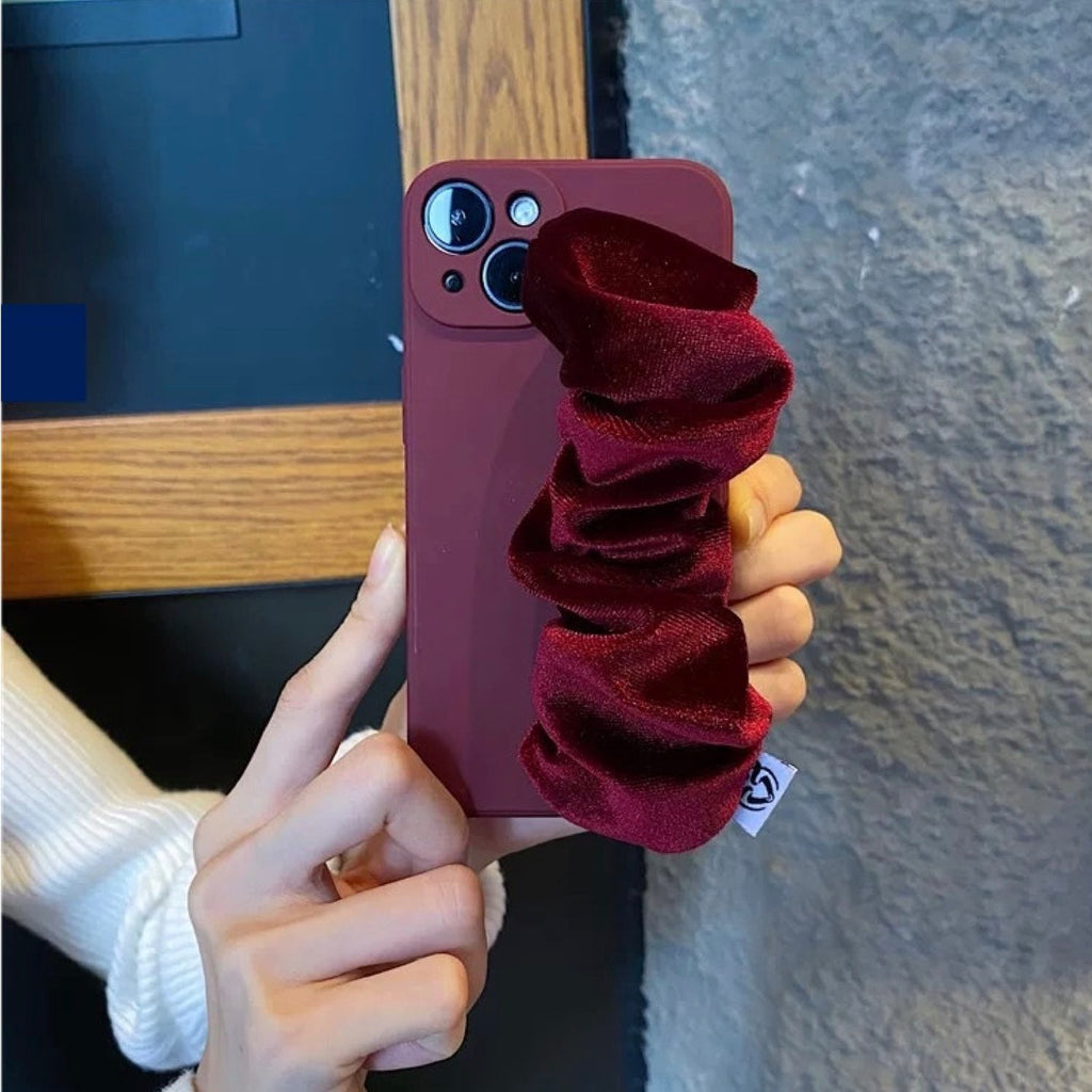 Luxe Red Phone Case Velvet  Hand Holder