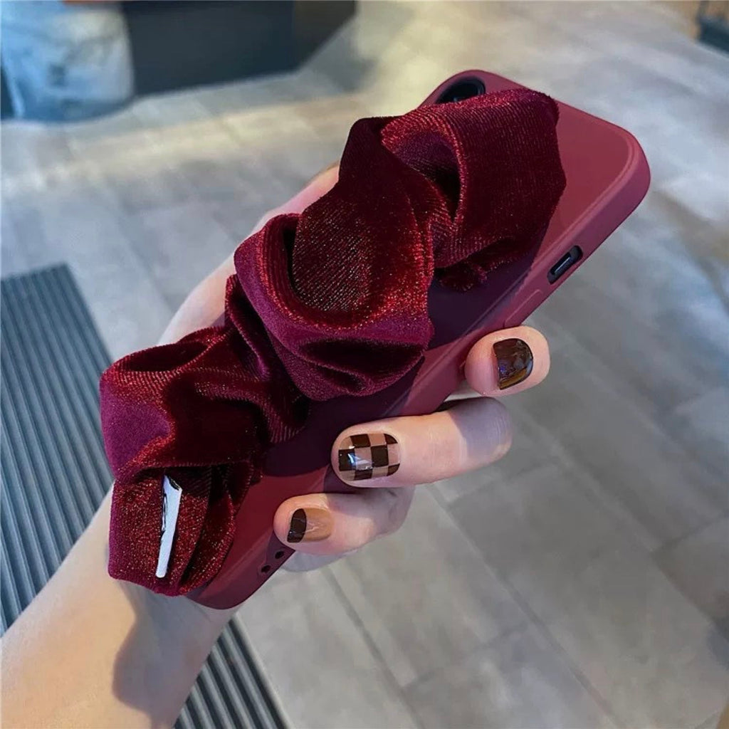 Luxe Red Phone Case Velvet  Hand Holder