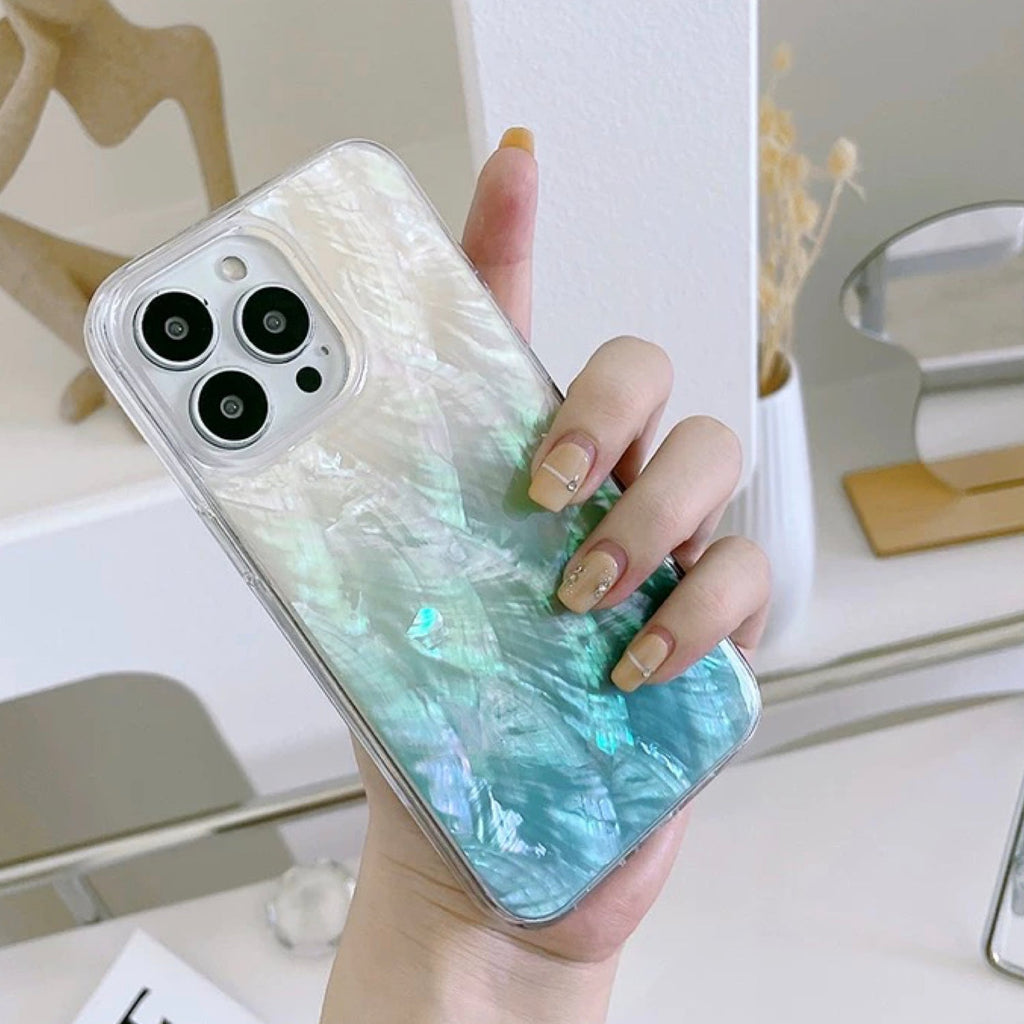 Iridescent Mother-of-Pearl Luxe Phone Case Blue