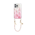 Iridescent Mother-of-Pearl Luxe Phone Case Natural Pearl Chain Pink