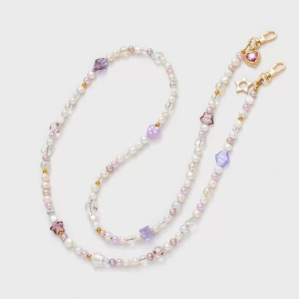 Iridescent Mother-of-Pearl Luxe Phone Case Natural Pearl Chain Purple