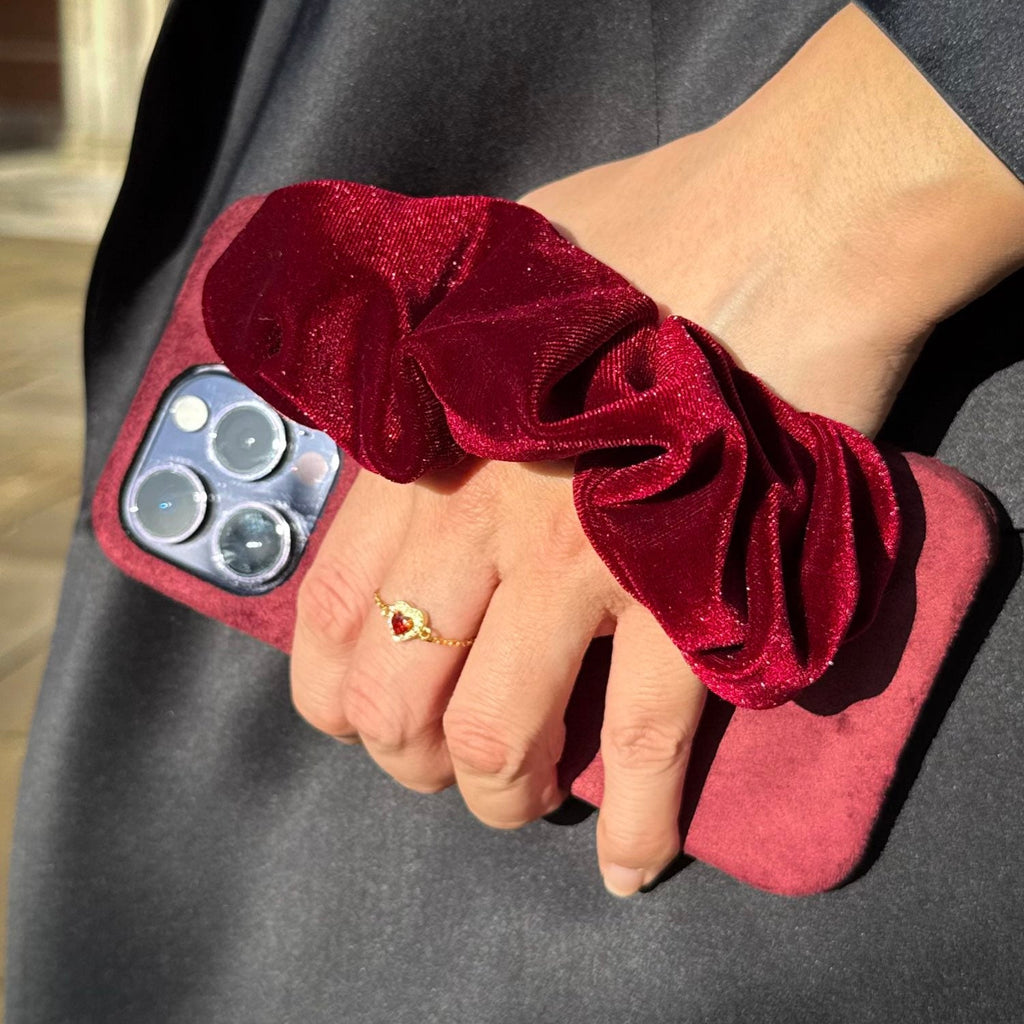 Bright Red Phone Case With Silky Hand Holder