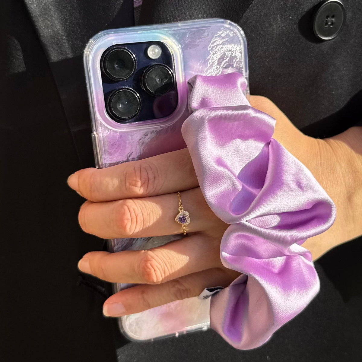 Lavender Phone Case With Silky Hand Holder