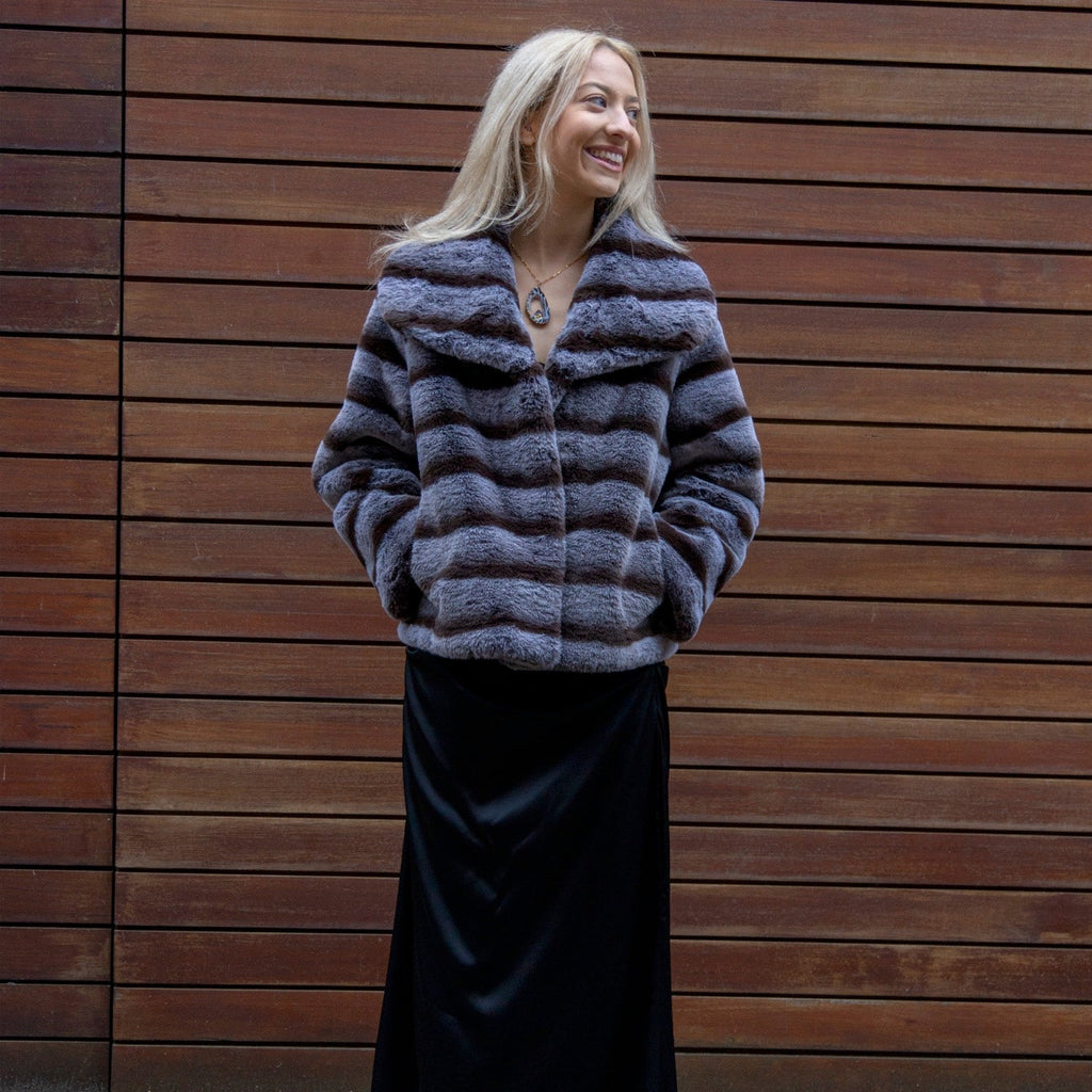 Galaxy Chinchilla Fur Black White Super Soft Jacket