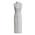 Embellished Elegant Pearl Dress In White
