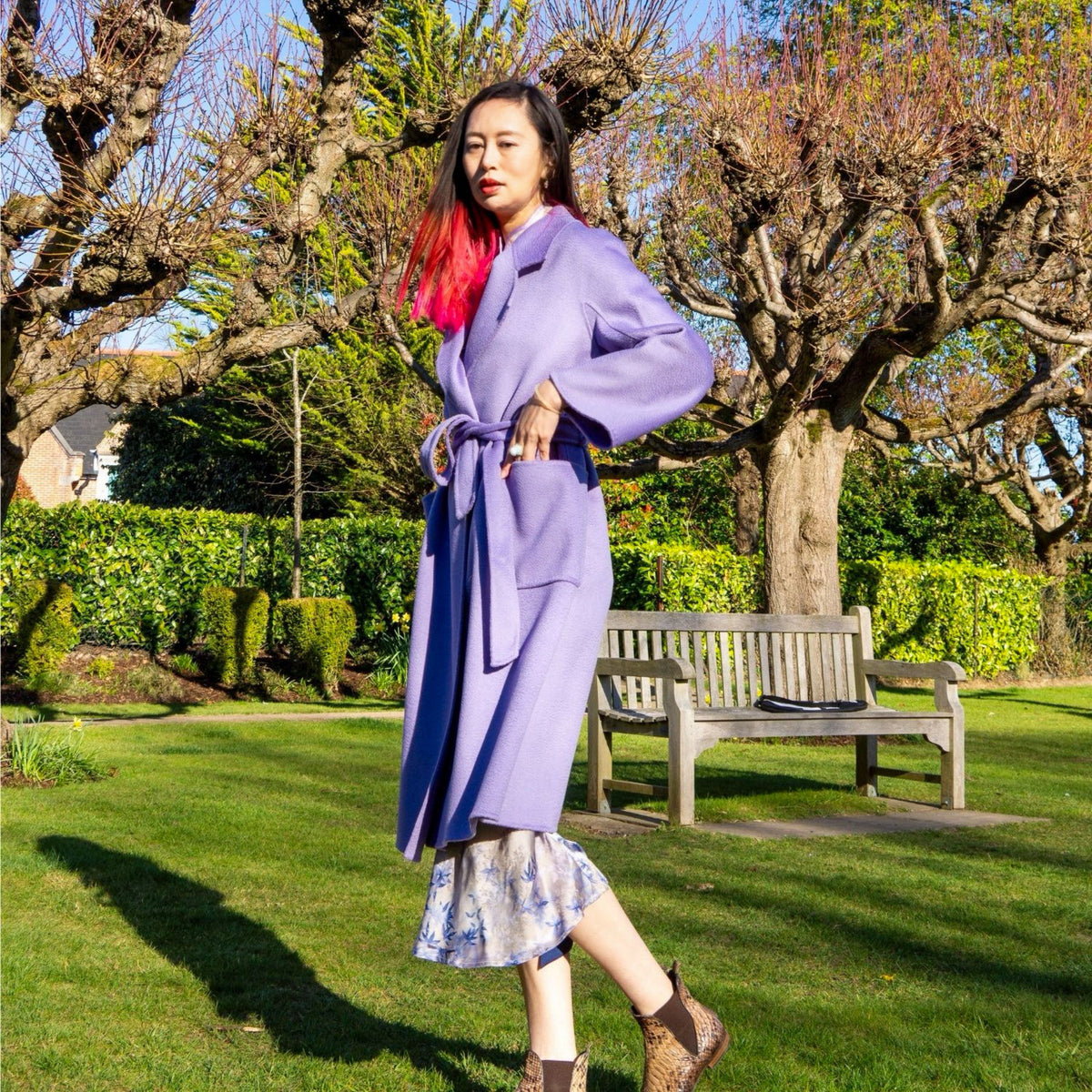 Galaxy SuperSoft Wool Long Coat Purple