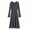Cashmere Slim-fit Versatile Mid-length Skirt and Stretch Sweater Dress Lavender Dark Grey
