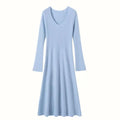 Cashmere Slim-fit Versatile Mid-length Skirt and Stretch Sweater Dress Lavender Blue