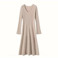 Cashmere Slim-fit Versatile Mid-length Skirt and Stretch Sweater Dress Cream