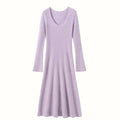 Cashmere Slim-fit Versatile Mid-length Skirt and Stretch Sweater Dress Lavender Purple