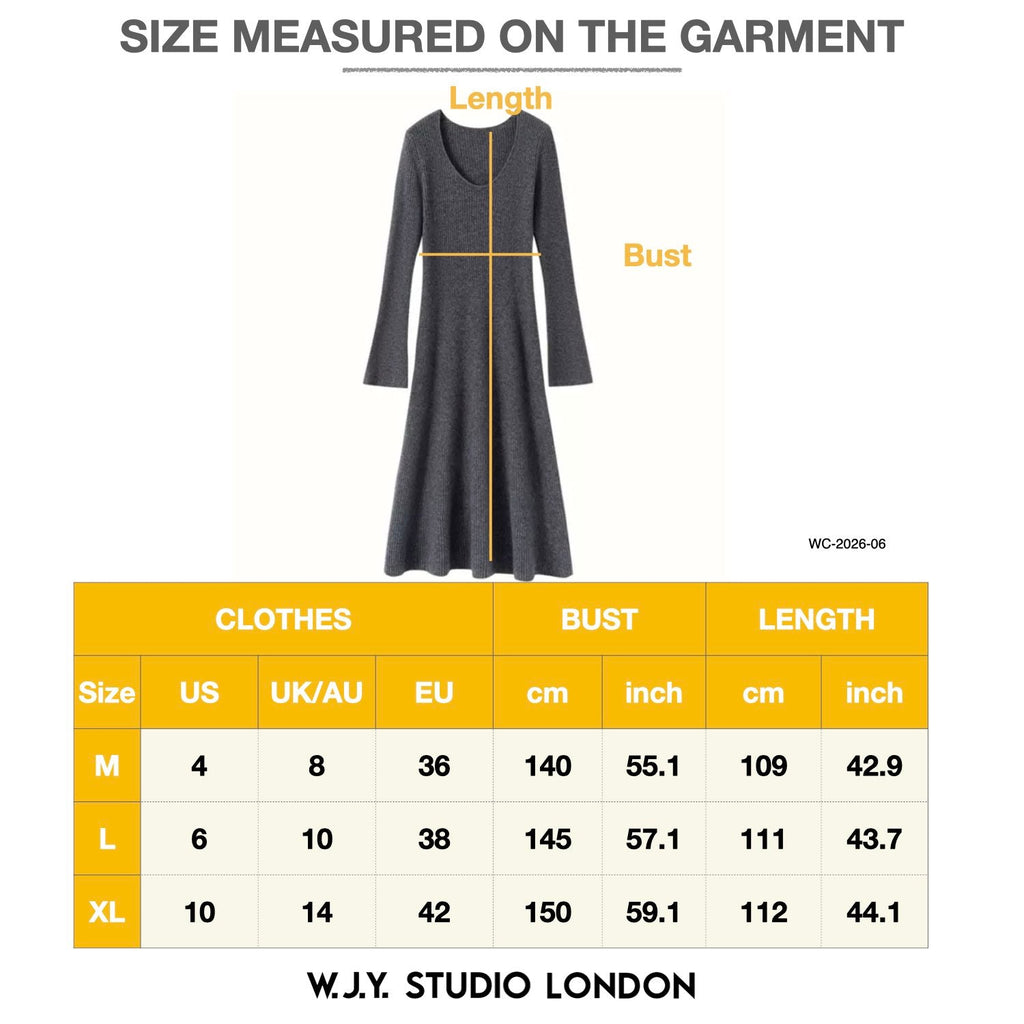 Cashmere Slim-fit Versatile Mid-length Skirt and Stretch Sweater Dress Lavender Dark Grey