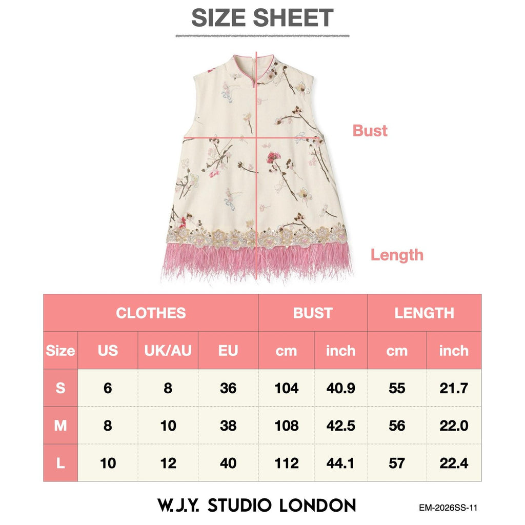 Embroidered Floral Tree Top Vest Women Feather Blouse