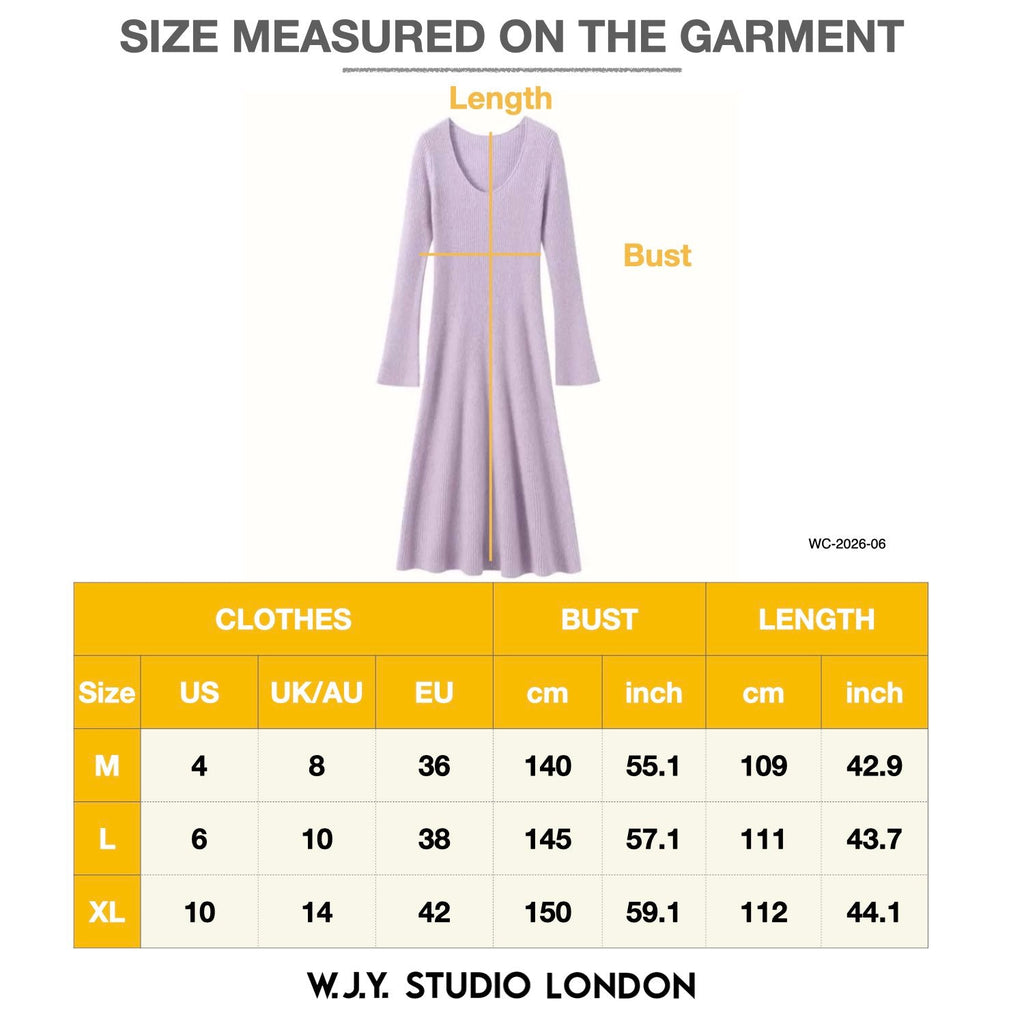 Cashmere Slim-fit Versatile Mid-length Skirt and Stretch Sweater Dress Lavender Purple
