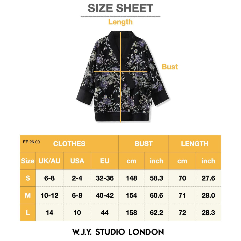 Embroidery Flowers Black Cardigan Top