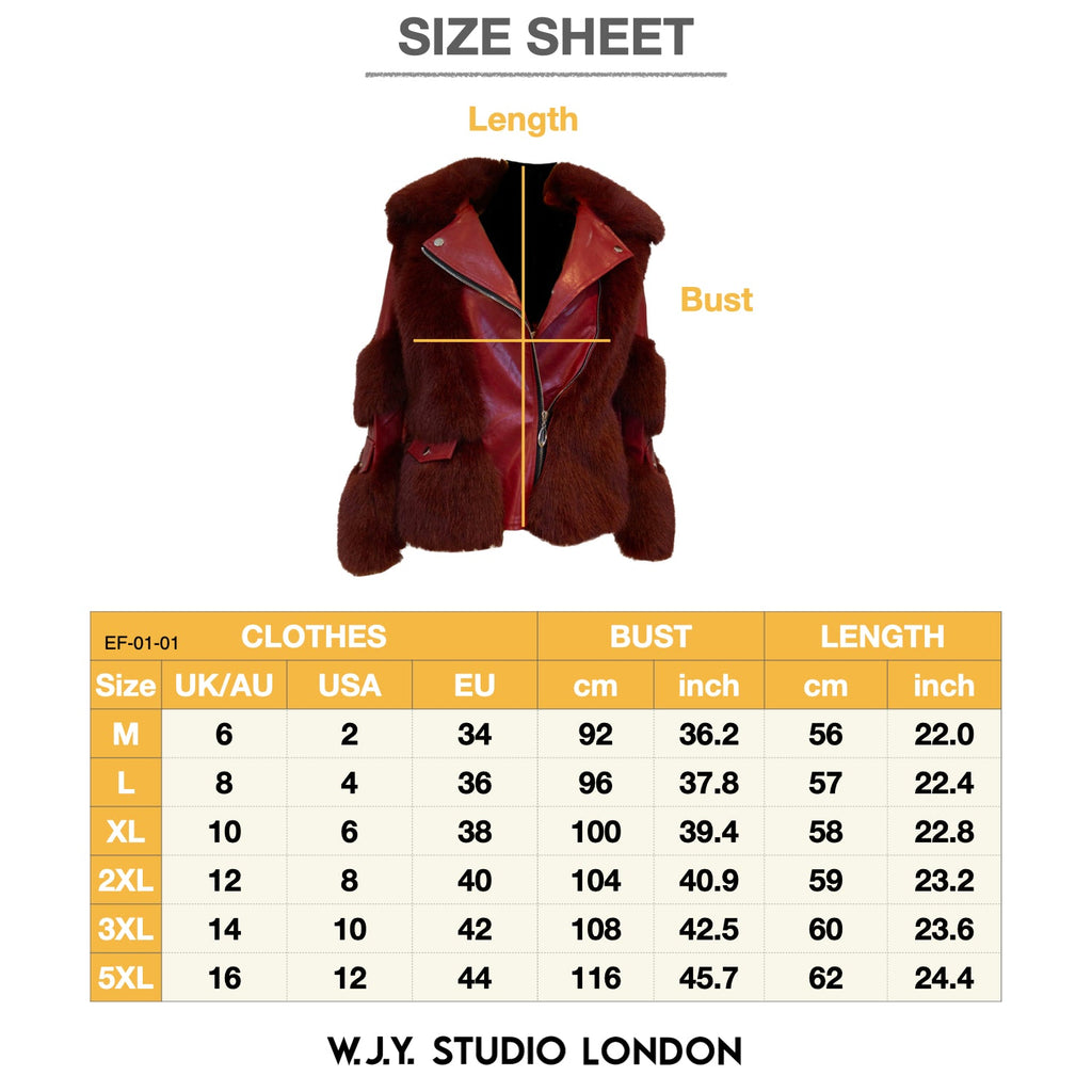 Eco-friendly Red Jacket Coat Faux Fur Leather  Zipper