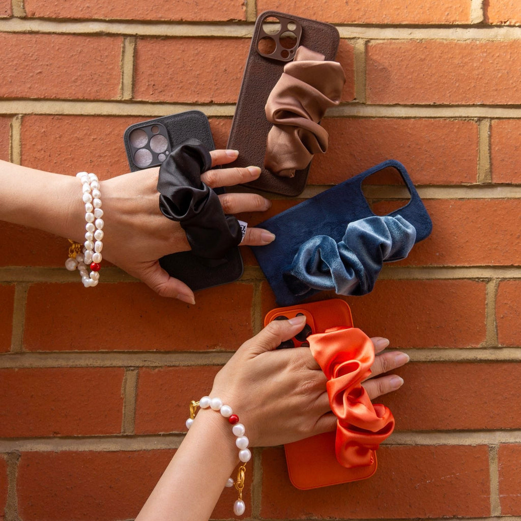 Blue Phone Case With Silky Hand Holder