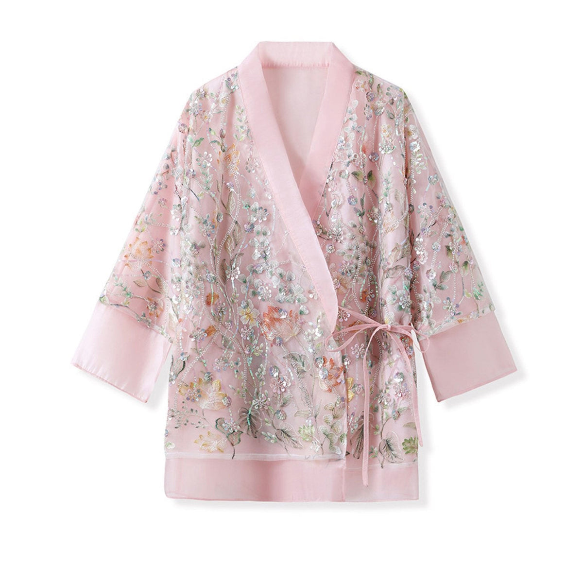 Embroidered Pink Floral Stylish Stitching Jacket Spring Summer