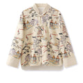 Embroidered Oriental Style Painting Stitching Short Coat All Seasons